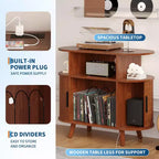 Meuble de lecture de disques vinyles de style Mid-Century Modern, Étagère de tourne-disque en bois, Meuble de rangement ouvert pour vinyles, pour salon, chambre à coucher