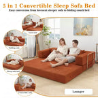 Dyonery 78Canapé-lit Pliant Convertible en Velours Côtelé Grand Lit de Sol 4-en-1 Combinaison Modulaire DIY Canapé Pliant Confortable.