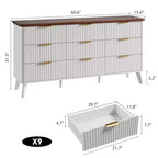 Commode cannelée à 9 tiroirs, commode moderne, meuble TV en bois, design à profil incurvé, pour salon, couloir