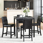 Ensemble de salle à manger moderne 5 pièces avec table carrée hauteur comptoir et 4 chaises rembourrées