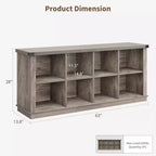 Étagère de rangement à 8 cubes, bibliothèque horizontale de style ferme, bibliothèque de rangement en bois de 157 cm pour entrée, étagères basses et longues pour salon