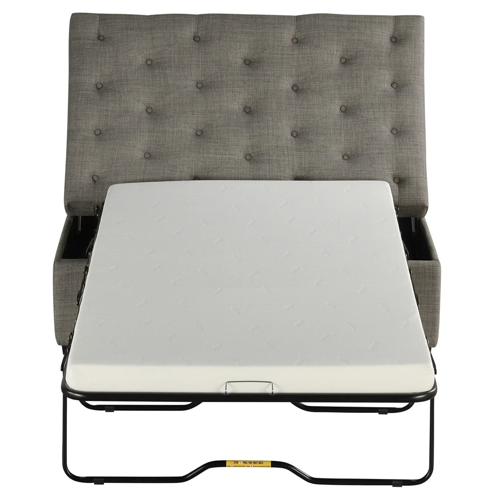 Pouf lit pliant, pouf de 126 cm avec lit pliant, pouf-lit convertible avec matelas à mémoire de forme et design capitonné