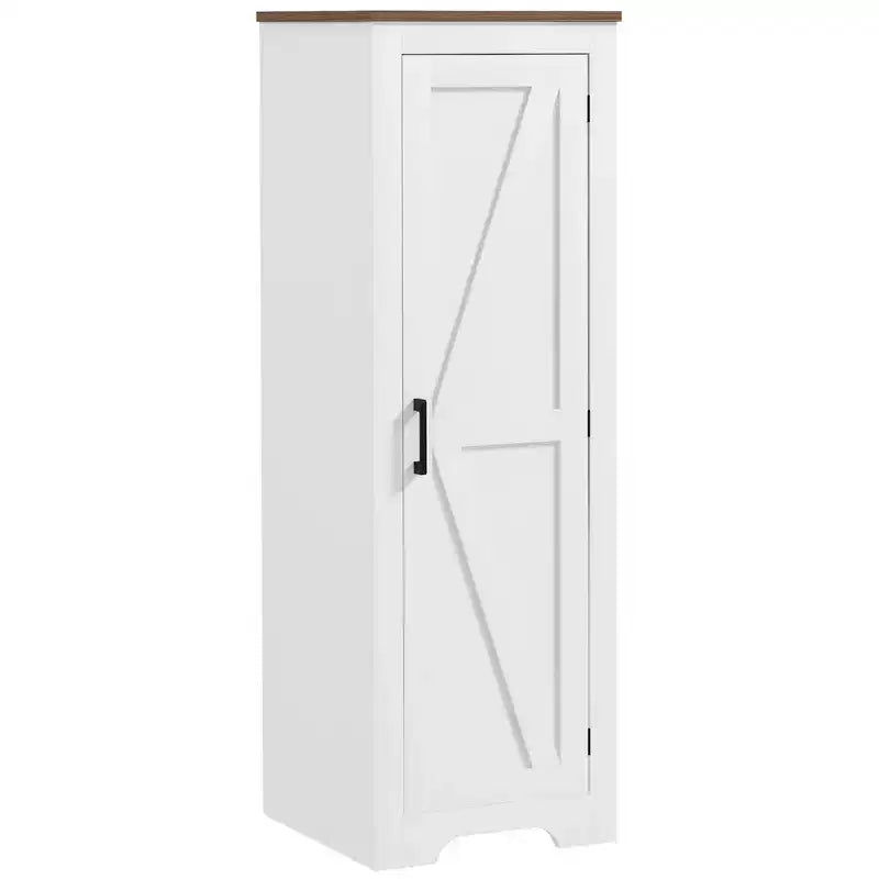 Meuble de Rangement HOMCOM Style Ferme avec Étagère Réglable, Buffet d'Appoint à Porte Coulissante Unique pour Salon, Meuble de Rangement sur Pied, Blanc