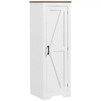 Meuble de Rangement HOMCOM Style Ferme avec Étagère Réglable, Buffet d'Appoint à Porte Coulissante Unique pour Salon, Meuble de Rangement sur Pied, Blanc