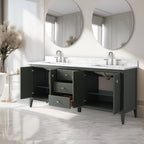 Meuble-lavabo de salle de bain Vanity Art 72 po à double vasque avec dessus en marbre reconstitué