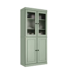 Meuble de rangement en bois massif avec portes en verre dépoli, portes pleines, 2 tiroirs et étagères réglables