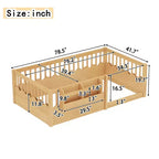 Lit d'enfant Bellemave avec clôture rehaussée et étagère, cadre de lit Montessori double en bois pour filles et garçons