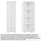 Meuble d'angle de rangement haut avec 8 portes et 4 étagères