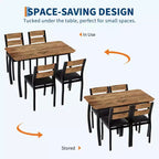 Ensemble de table et 4 chaises de cuisine avec cadre métallique, design biseauté