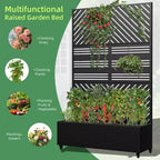 MAYEERTY Jardinière avec treillis en fer noir, ligne parallèle 01, style combiné classique à persiennes, 183x119x41cm, ensemble de 3 pièces