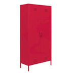 Armoire de rangement haute en métal à 2 portes, orange/rose, 1 personne