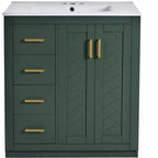 Meuble-lavabo simple de 76 cm avec armoire et 3 tiroirs – Noir / Bleu / Vert / Indigo / Blanc