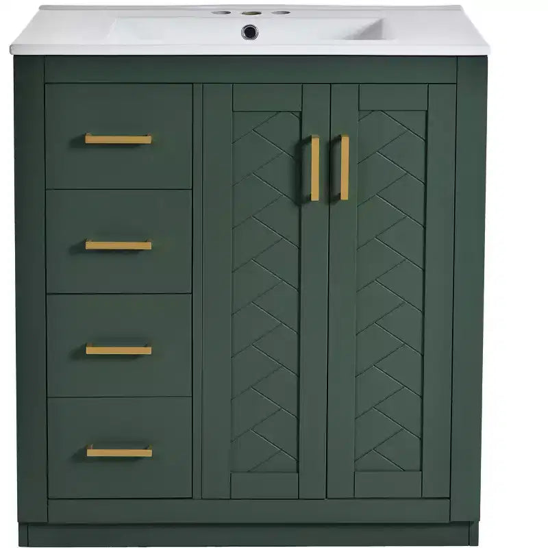 Meuble-lavabo simple de 76 cm avec armoire et 3 tiroirs – Noir / Bleu / Vert / Indigo / Blanc
