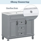 Meuble-lavabo de salle de bain moderne de 91 cm avec lavabo et armoire de toilette, 2 portes et 2 tiroirs