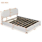 Lit capitonné Queen Size avec rangement escamotable - Blanc