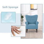 Fauteuil d'appoint moderne Erommy, fauteuil à dossier haut, canapé simple en tissu rembourré avec boutons et pieds en bois pour salon