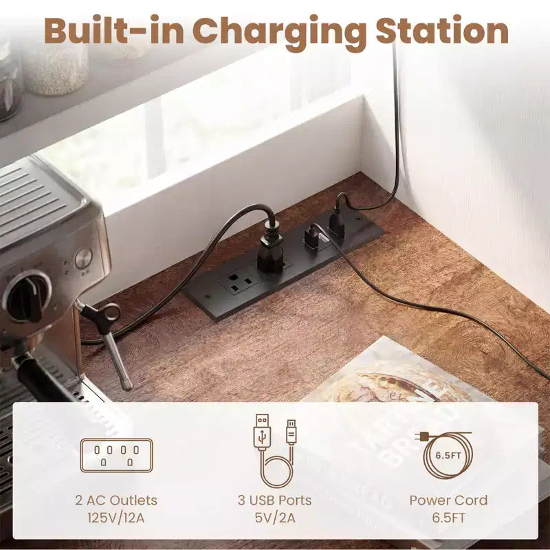 Meuble de cuisine Besiost avec espace mini-réfrigérateur, meuble de bar à café avec étagère de rangement