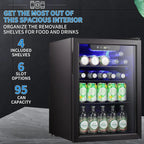 Mini-réfrigérateur - Réfrigérateur à boissons 100 canettes, cave à vin, porte vitrée transparente, petit réfrigérateur à boissons avec écran tactile - 73,6 litres