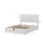 Lit plateforme rembourré Queen avec système de rangement hydraulique - Beige