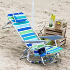 Acekool Lot de 2 chaises de plage légères pliables à 5 positions pour adultes avec sangles, porte-gobelet et barre à serviettes, supporte 136 kg