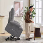 Fauteuil inclinable releveur électrique pour personnes âgées avec fonctions massage et chauffage, inclinable surdimensionné avec fonctions massage et chauffage, revêtement doux et rembourré, poche latérale et porte-gobelets