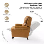 Ensemble de 2 fauteuils inclinables modernes en cuir véritable Elisabete avec garniture cloutée vintage pour salon et chambre à coucher | ART OF LIVING DESIGNS