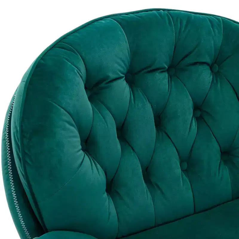 Fauteuil d'appoint en velours Okak avec pouf, fauteuil de salon moderne de style scandinave sans accoudoirs, fauteuil d'appoint doux et confortable pour regarder la télévision, jouer à des jeux