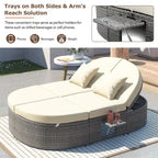 Lit de soleil extérieur double pour terrasse avec coussins et oreillers