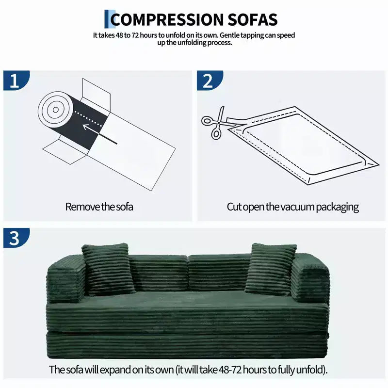 Canapé-lit convertible 5-en-1 80,7 po – Velours côtelé, 544 kg, aucun assemblage