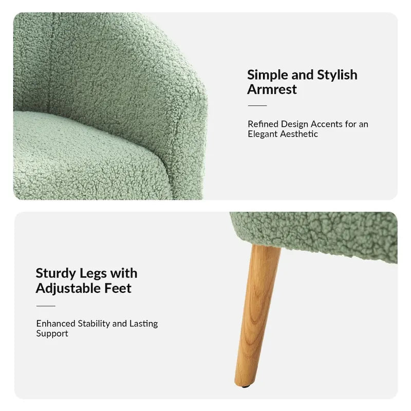 Fauteuil Sheila Modern 30 W Boucle avec pieds en bois massif, lot de 2, par HULALA HOME
