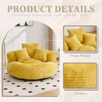 Canapé poire pour adultes et enfants, grand fauteuil poire en velours côtelé avec 3 oreillers et accoudoirs pour salon et chambre à coucher