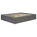 Cadre de lit plateforme Whisen Queen avec 4 tiroirs de rangement et rangement dans le pied de lit