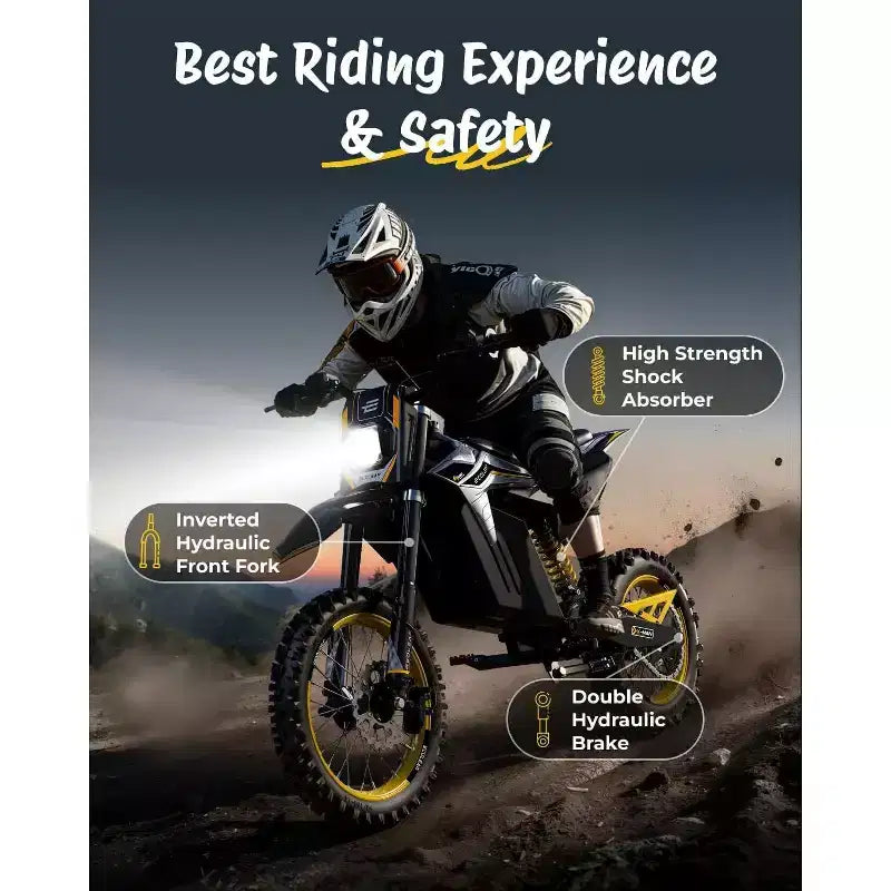 ECOLEAP Moto électrique tout-terrain 3500 W pour adolescents et adultes, 60 km/h, batterie 48 V 21 Ah, autonomie jusqu'à 88 km, 180 kg, 13 ans et plus
