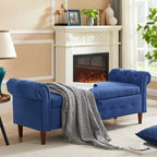 Banc de rangement pour chambre, bout de lit, accoudoirs roulés, canapé ottoman en velours, long banc