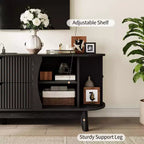 Meuble TV moderne noir/marron avec 2 tiroirs, pour 1 pièce