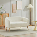 Canapé 2 places en tissu côtelé avec pieds en bois de noyer