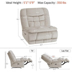 MCombo Fauteuil inclinable électrique sans accoudoirs surdimensionné à double moteur, inclinable Zeroarms parfait pour le salon en tissu PR607