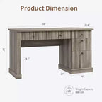 Meuble de rangement de bureau cannelé, bureau de direction moderne de 54 po avec station de recharge, bureau d'ordinateur en bois avec tiroirs classeurs pour bureau d'étude