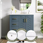 Meuble-lavabo simple de 76 cm avec armoire et 3 tiroirs – Noir / Bleu / Vert / Indigo / Blanc