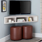 Meuble TV d'angle flottant 47", 3 étagères, style transitoire, fixation murale peu encombrante