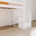 Lit bas mezzanine simple pour enfants avec toboggan et escalier, bois massif, 14 barrières de sécurité, capacité de 180 kg