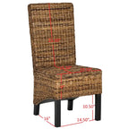 Lot de 2 chaises de salle à manger en osier naturel 48L x 56P x 104H cm, style bohème côtier