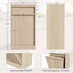 Poubelle inclinable, chêne naturel, poubelle avec rangement et tiroir, meuble poubelle caché, panier à linge pour cuisine, salle à manger, salon