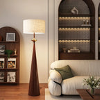 Lampadaire conique contemporain en métal avec abat-jour en tissu