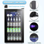 Réfrigérateur à Boissons - Mini Frigo 120 Canettes avec Porte en Verre