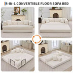 Canapé-lit convertible 4-en-1, matelas de sol pliant sans cadre en velours côtelé de 79 po avec oreiller, causeuse sans assemblage pour petit appartement