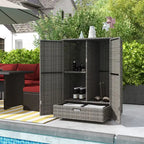 Armoire de rangement extérieure en osier, armoire de rangement pour serviettes de piscine