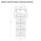 Meuble d'angle de rangement haut avec 8 portes et 4 étagères