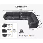 Canapé d'angle modulaire en velours côtelé Dyonery avec housses lavables