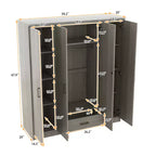 Armoire 4 portes en bois avec tringle, 1 tiroir et étagères de rangement